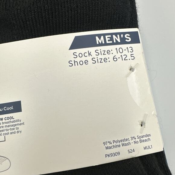 K-Swiss Ankle Socks 6 Pair Mens Size 10-13 Black 1/2 Cushion Flow Cool Y-Heel - Picture 4 of 8